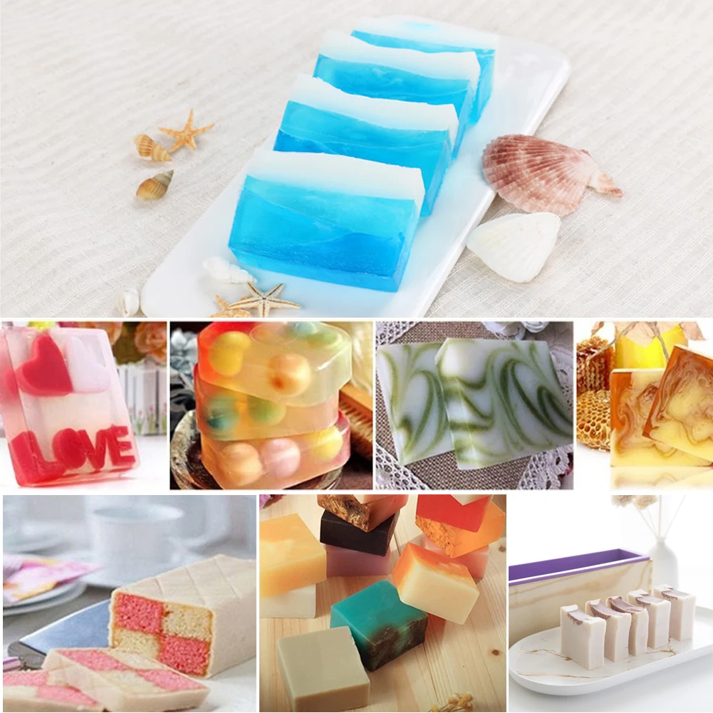 Description Picture 5 of item9pcs Soap Mold Silicone Handmade Soaps Making Tool Set Rectangular Adjustable Wooden Loaf Cutter Box 2 Stainless Steel Cutters