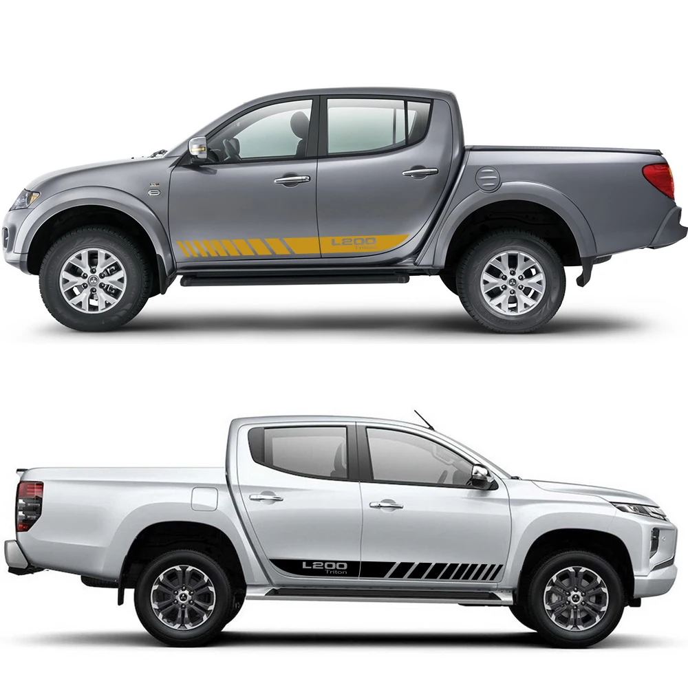 2 шт. для Mitsubishi L200 Triton Авто спортивный автомобиль длинные боковые полосы наклейки DIY виниловая пленка Стайлинг Наклейки тюнинг автомобиля аксессуары
