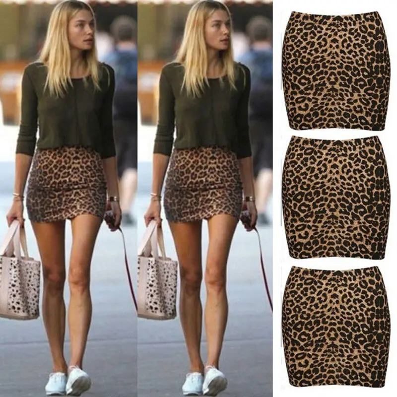 

2019 New Summer Women Skirt Sexy Leopard Print Skirt Ladies Bodycon Mini skirts High Waist Skirt Clubwear Slim Short Skirt S-L