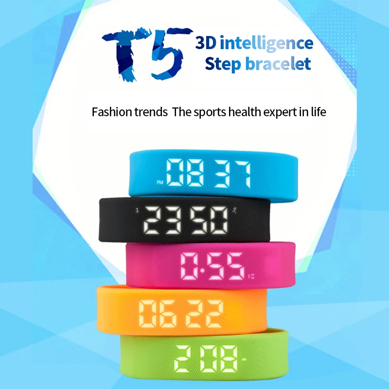 T5 смарт-Браслет фитнес-браслет IP65 Водонепроницаемый для мужчин и женщин спортивный светодиодный Трекер Активности Сна Смарт-часы браслет шагомер