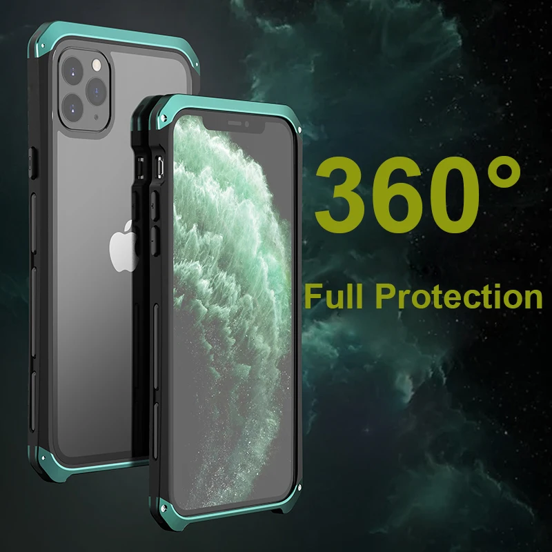 Ударопрочный металлический стеклянный чехол Xs Max для iPhone 11 Pro с алюминиевой