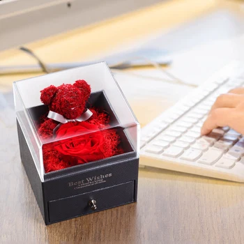 

Real Rose Jewelry Box Home Decor Christmas Ornaments Beauty and the Beast Preserved Flowers Valentine's Day Mother's Day Gift