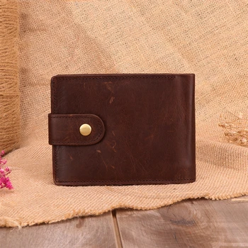 

Hot sale men wallet business retro multi-card hasp credit card organizer wallet genuine cowhide leather short men bag RFID purse