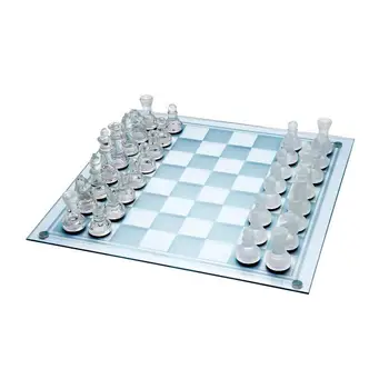 

Elegant K9 Glass Chess Medium Wrestling Package International Chess Game Glass Board Deck Table Chess Games Gift Entertainment