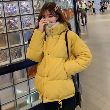 

2019 Winter Women Short Jacket Female Hood Women Parka with Stand-Up Collar Coat Autumn Cotton Thick Padded Warm Overcoat PP246