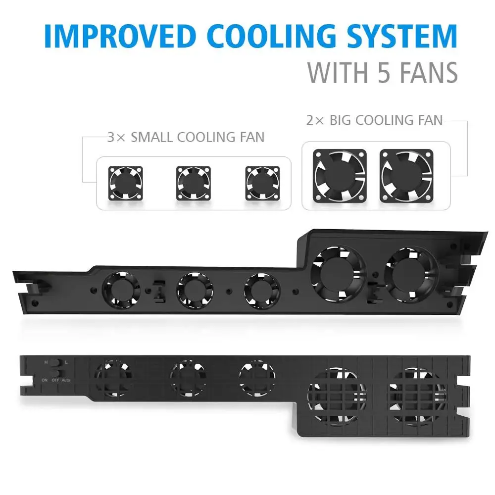 PS4 Pro Cooler Play station 4 Pro Cooling Fan USB External 5-Fans Super Turbo Temperature Cooling Fan for PS4 Console cooling fan,gaming cooling fan