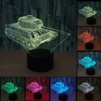 

3D tanks Optical Illusion Night Light 7 Color Change Touch Switch USB Powered LED Halloween Decoration Desk Lamp Birthday Gift