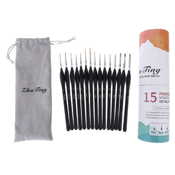 

15pcs Miniature Paint Brush Set Professional Nylon Hair Acrylic Painting Thin Hook Line Pen Art Supplies