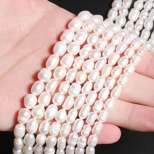 Wholesale AA White Natural Rice Shape Freshwater Pearl Beads For Jewelry Making DIY Bracelet Necklace 4-5mm /5-6mm /6-7mm /7-8mm