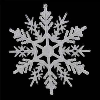 

24Pcs Charming 10cm Gold Powder Snowflake For Xmas White Christmas Tree Decor Party Holiday Christmas Ornaments Home Decor