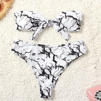 

bikinis 2019 mujer Women Bikini Printed Bathing Bow Knot Swimsuit Beachwear women's swimming suit monokini biquinis bathing suit