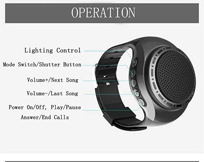 Беспроводные наручные портативные носимые спортивный bluetooth-динамик часы с многофункциональным MP3-плеером для бега, пеших прогулок, альпинизма