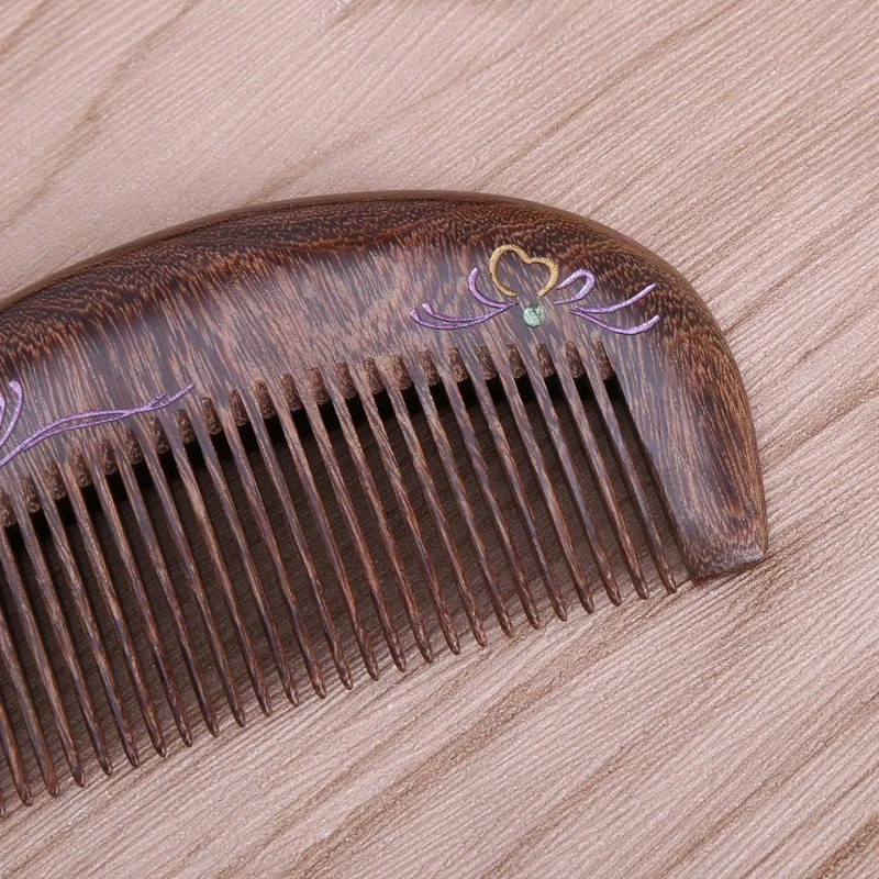 Pente de Cuidados com o Cabelo Artesanal de Madeira Antiestático Natural Esculpida Sândalo Pentes 8 Pente de cuidados com o cabelo antiestático
