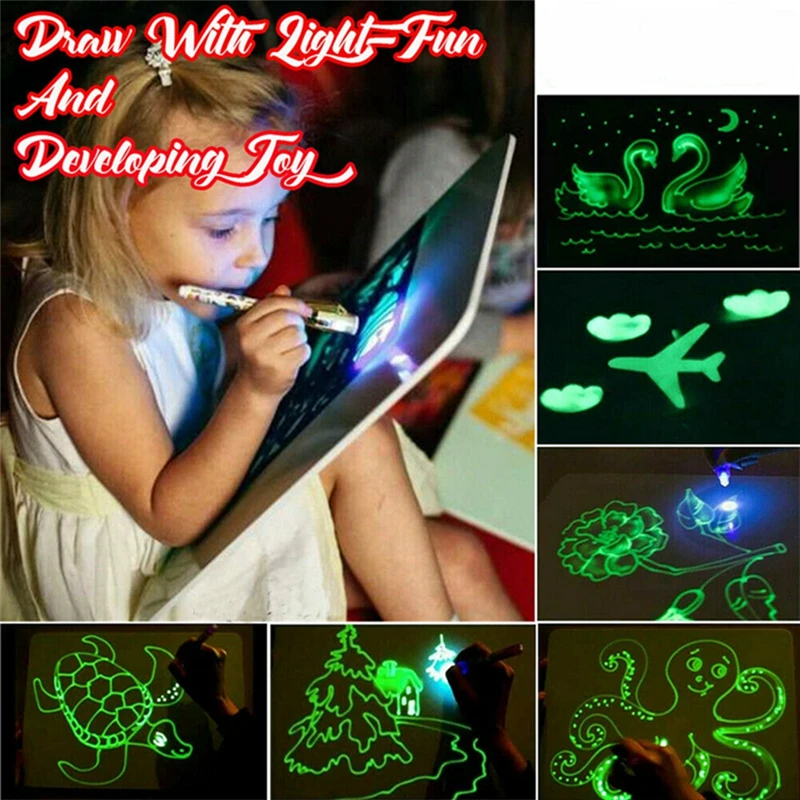 

Educational Draw With Light Fun And Developing Toy Magic Draw Kids Gifts NEW Fluorescent Writing Board