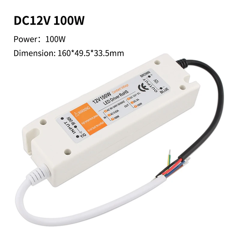 AC DC 12 V источник питания светодиодный драйвер 18W 28W 48W 72W 100W Трансформаторы