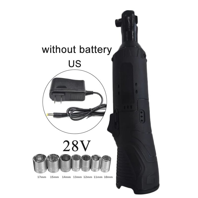 

28V 90nm 3/8 Electric Ratchet Wireless Right Angle Wrench Rechargeable Kit