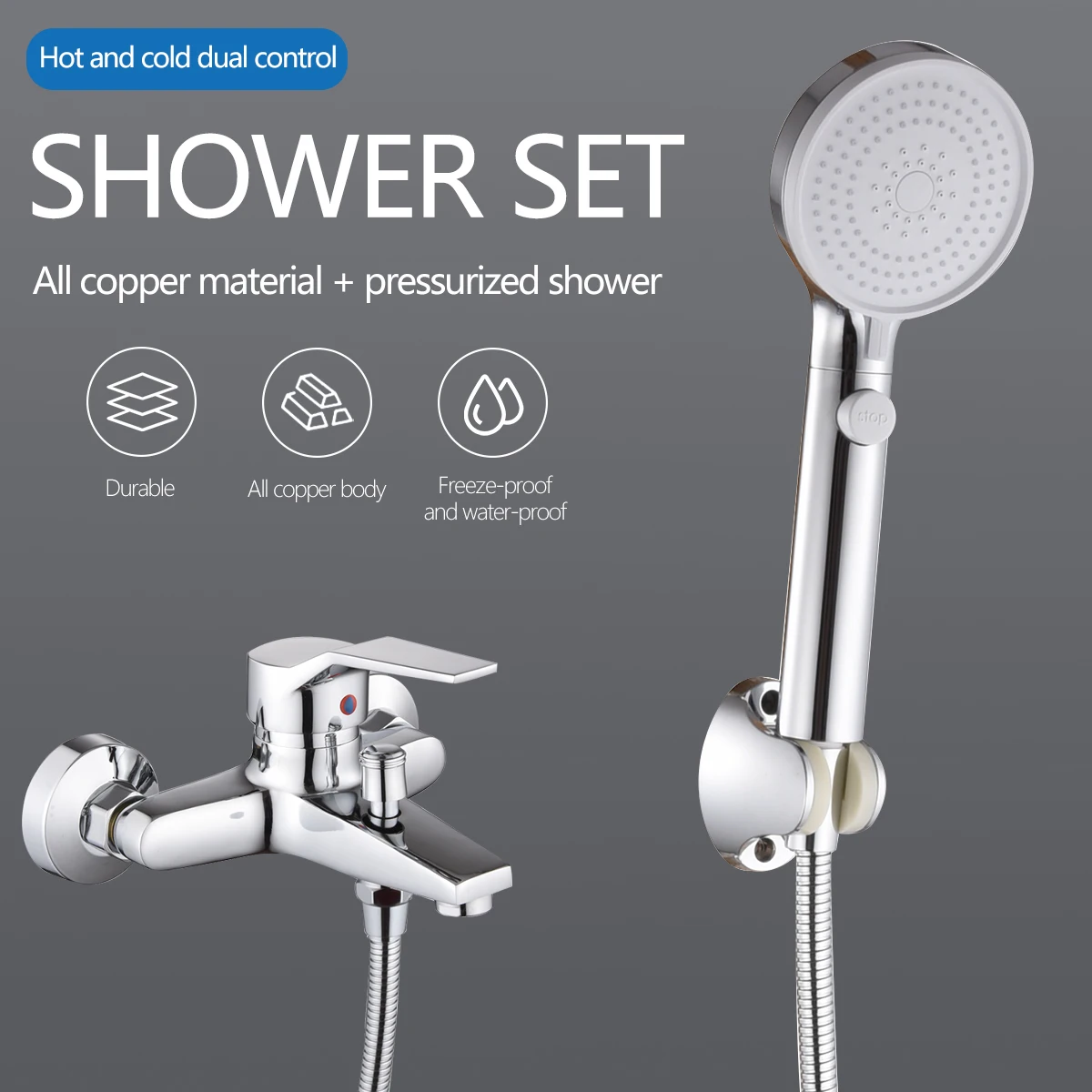 Handheld shower combination set home bathroom accessories shower set 3 mode hot and cold water mixer with hose
