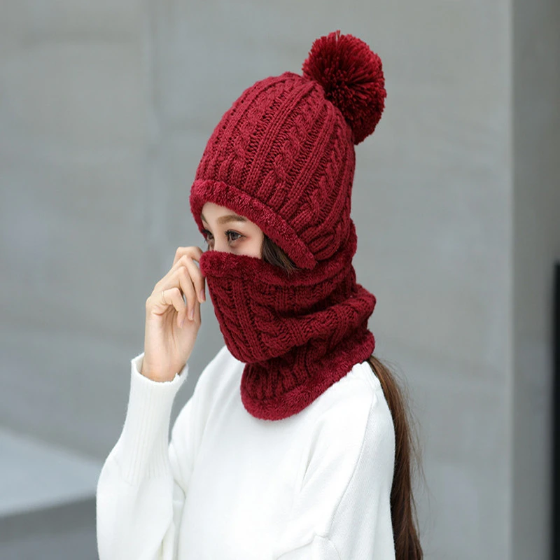 

Winter Increase Villus Line Hats Scarf Lin Tai Cycling Earmuffs Knitting Hat Woman Increase Down Earmuffs Keep Warm Hat Male