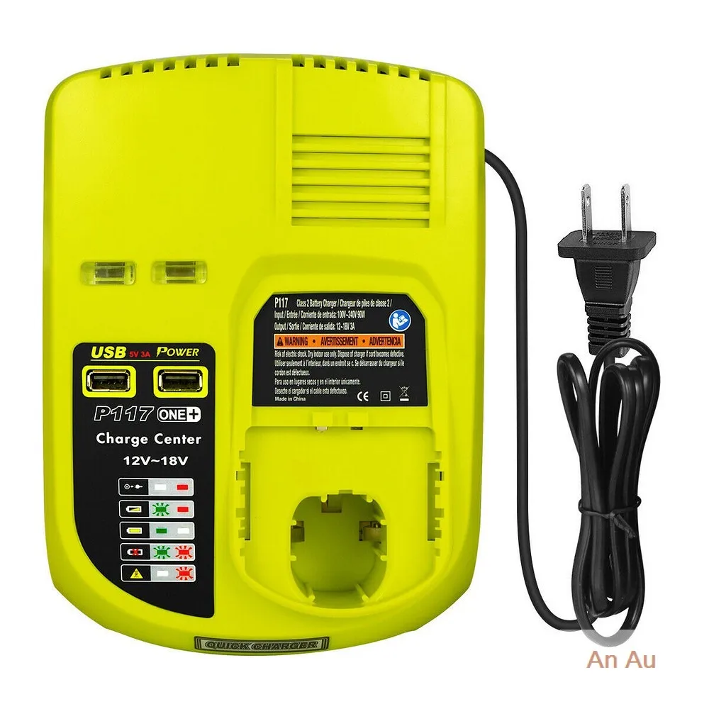 Plus High Capacity  Lithium-Ion Battery Charger For RYOBI P107 P108 18V One 