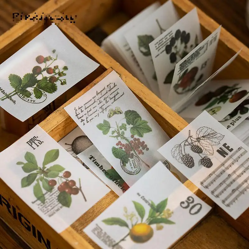 

Vintage Plantillustrated Bullet Journal Transparent Paper Memo Pad Sticky Note Memo Notepad School Office Supply Stationery