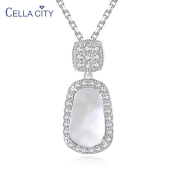 

Cellacity White jade Pendant Silver 925 Necklace for Women Trendy Fine Jewelry with Gemstones AAA Zircon Female Gift Wedding