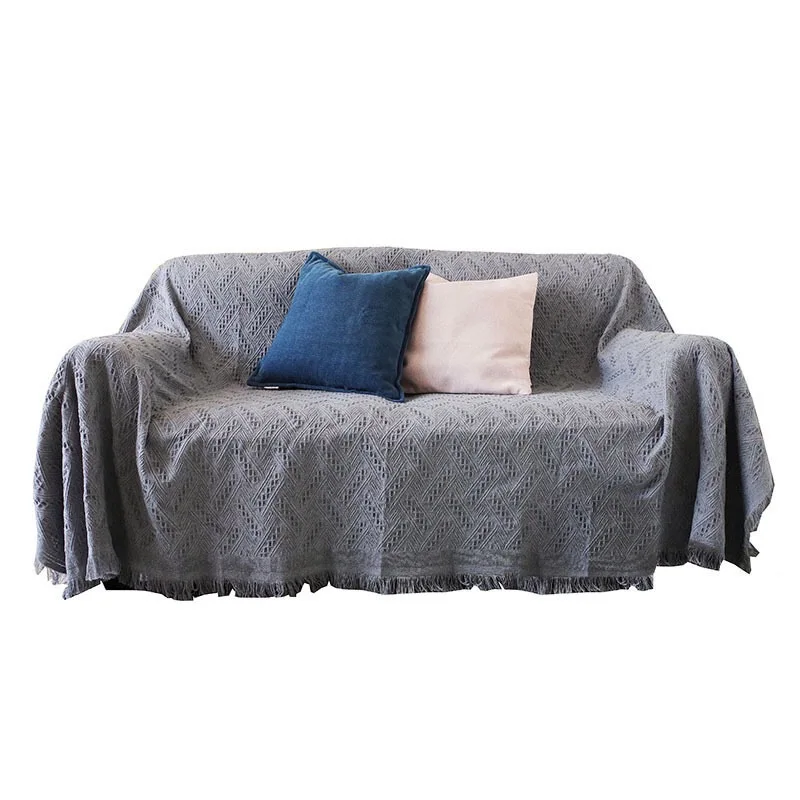

Hot Selling Northern European-Style INS Simple Gray Plaid Sofa Cover Sofa Cover Decorative Cloth Fabric Dust Cover