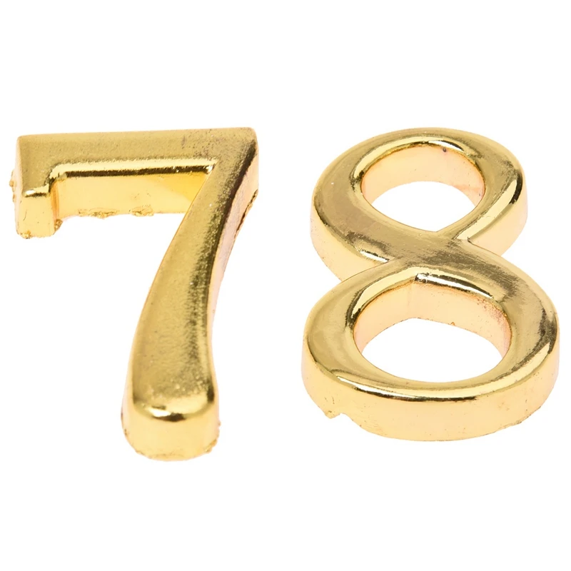 

2 Pcs Home Practical Gold House Hotel Door Address Plaque Number with Srew Plate Sign House, Digital 8 & Digital 7