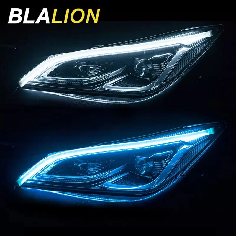 Luz de diurna para coche, luces LED DRL flexibles e impermeables, 2 piezas, señal de giro blanca, amarilla, flujo automotriz|Lámpara de señalización| - AliExpress