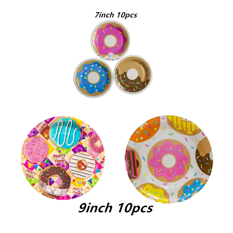 Dessert Paper Plate Donut Party Decor Candy Cake Doughnut Plates Saucers Sweet New Year Christmas Kids Birthday Supplies | Дом и сад