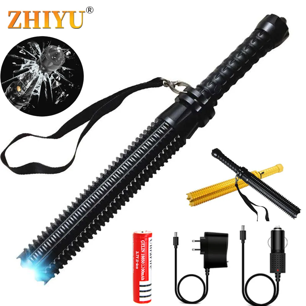 

Tactical Truncheon Flashlight Telescopic Self Defense Torch Powerful Portable XML Q5 Zoomable LED Lantern Rechargeable18650 Lamp