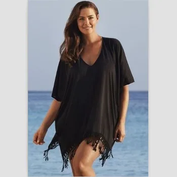 

Wontive 2019 New Summer Chiffon Tassels Beach Wear Women Swimsuit Cover Up Swimwear Dress Loose Solid Pareo Cover