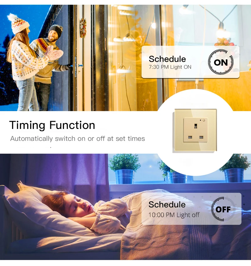 Великобритания WiFi умная настенная розетка 13A розетка стеклянная панель, Smart Life/Tuya APP пульт дистанционного управления, работает с Amazon Echo Alexa Google Home