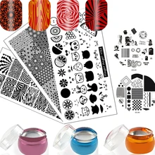 4 สีเล็บ Stamper ซิลิโคนนุ่ม 3.5 ซม.หัว Stamper ขูดพิมพ์เล็บแสตมป์แสตมป์ (Finga CC) เครื่องมือ Stamper X1pc(China)