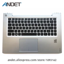 Для lenovo Ideapad U430 U430P Упор для рук крышка клавиатура США верхний чехол с сенсорной панелью с подсветкой серебристо-белый