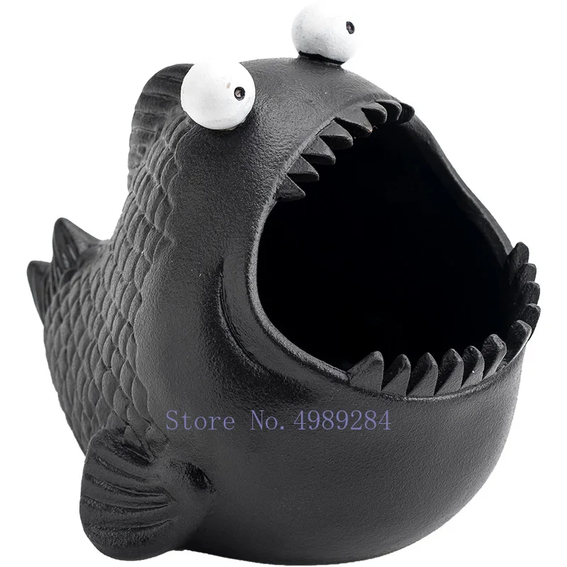 Tao Fan Creative Cute Animal Ceramic Ashtray Piranha Desktop Office Decoration Household Windproof and Fly Ash Car Small Ashtray 2