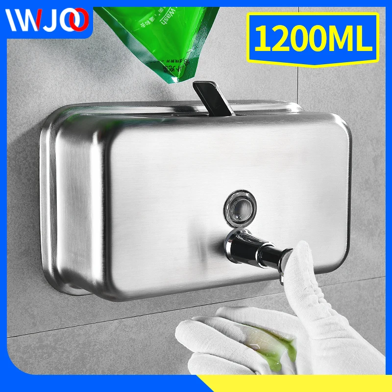 

Liquid Soap Dispenser Wall Mounted Stainless Steel Bathroom Shower Gel Shampoo Hand Soap Dispenser Kitchen Soap Dispenser 1200ml