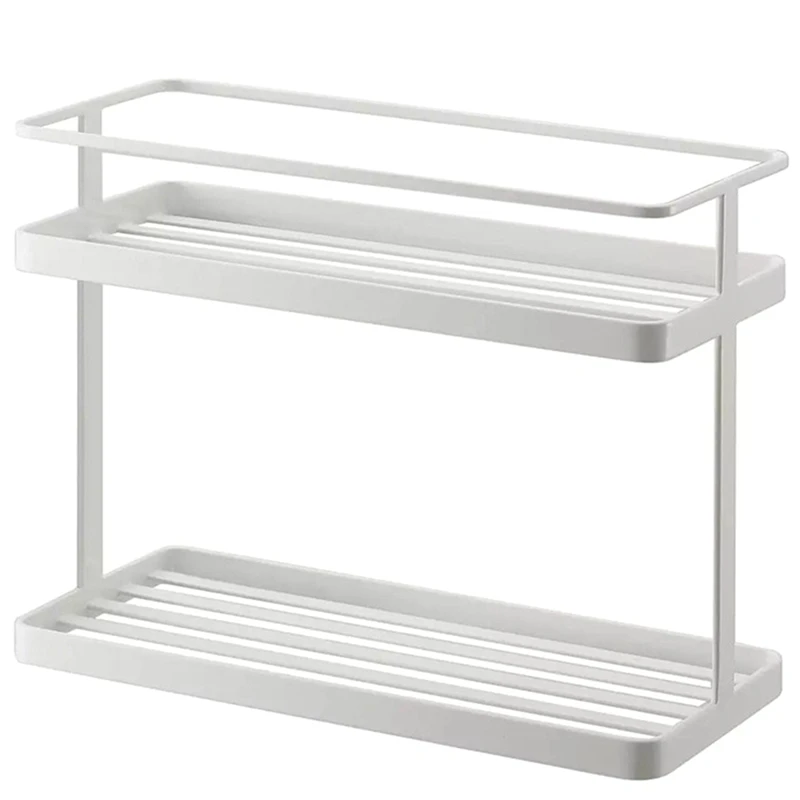

Double Layer Kitchen Storage Rack Holder Durable Multi-Function Supporter Organizer Home Kitchen Storage Accessories-White