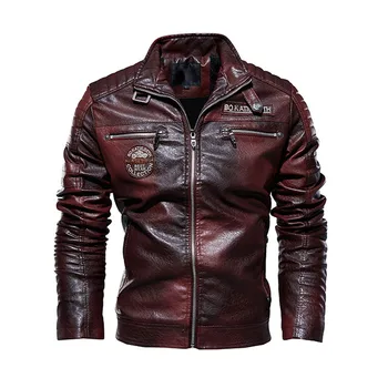 

Men's Leather Jacket 2020 New Men's Pu Jacket European Motorcycle Outwear Modern Tough Guy Velvet Leather Men Coats Casual