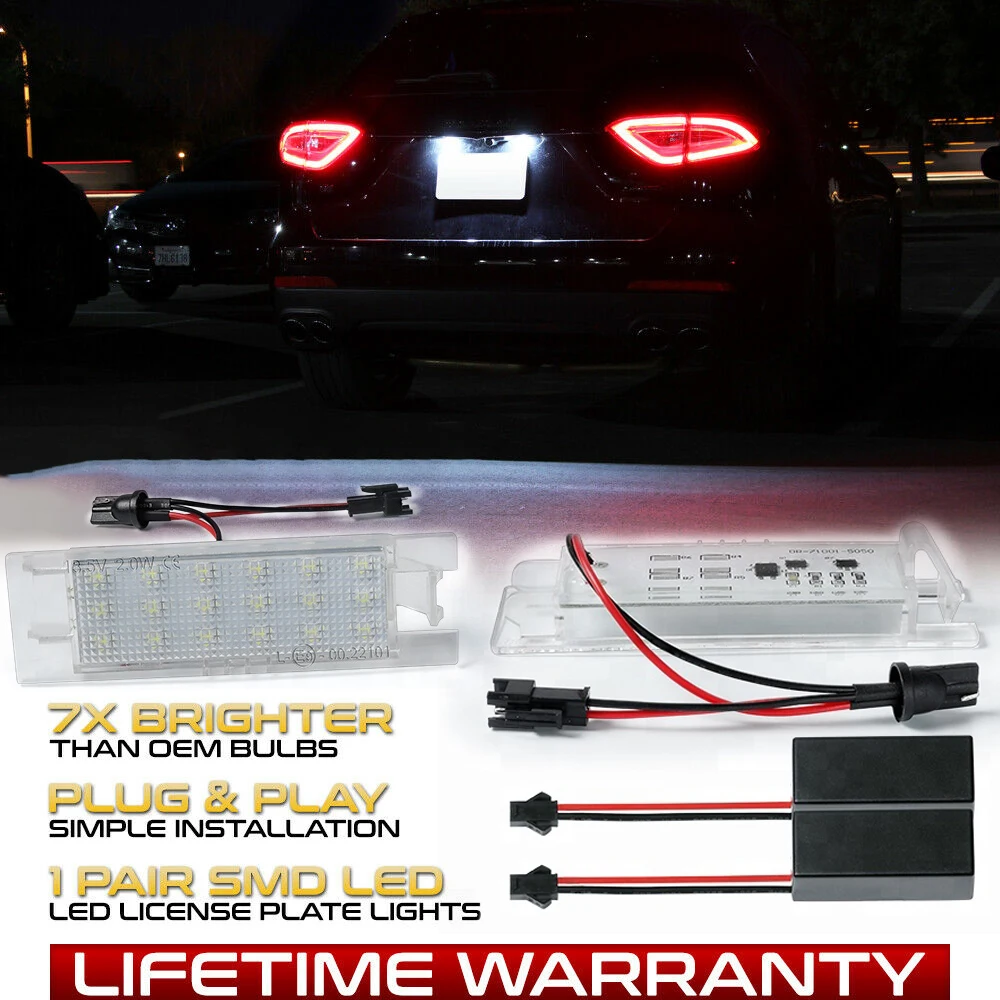 

2Pcs LED Number License Plate Light Lamps For Fiat 500L 199 Brava 185 Bravo 198 Linea 323 Marea 185 Seicento 187 Cinquecento 170