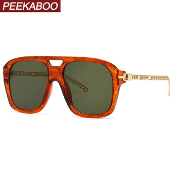 

Peekaboo big frame sunglasses women square chain gold ladies fashion sun glasses for men brown green uv400 2021 summer