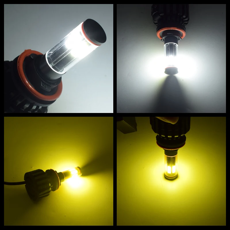 EURS Car Headlight Dual color H4 LED Bulb H7 LED H1 9012 H11 9006 9005 360 degree 6 sides 8000LM 60w Fog Light Bulb 6000k