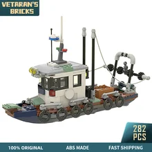 

MOC Fishing Trawler Tugboat Fisher's Boat Model Ship City Series Modular Decor Bricks Building Blocks Toy Kid Christmas Gift