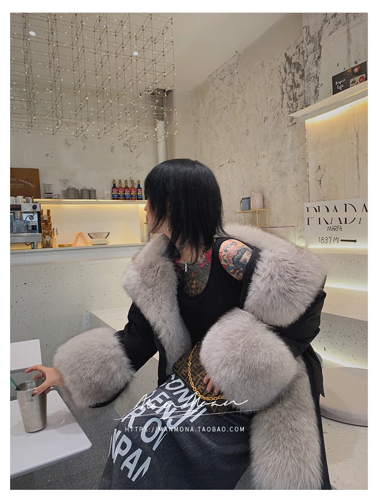 女性のための取り外し可能なファーコート,冬の毛皮のコート