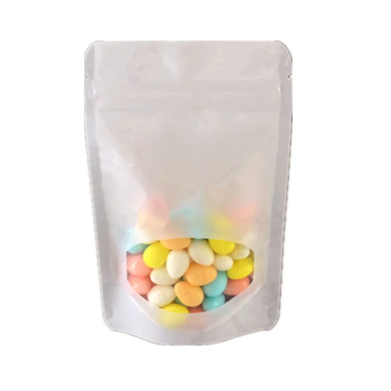 100 шт Высокое качество цветная алюминиевая фольга ziplock мешок цветок чай конфеты подарок гайка герметичные пищевые упаковочные пакеты с прозрачным окном