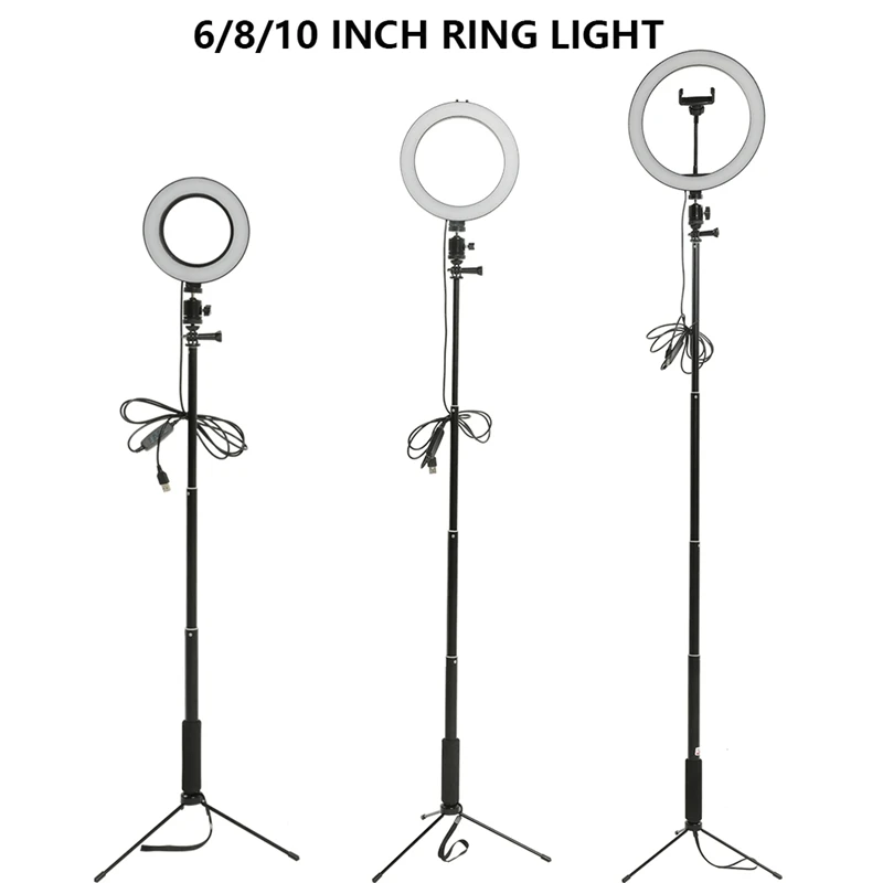 

6/8/10 Inch Photography Ring Light Photo Studio 3500-5500k Youtube Live Video Dimmable Makeup Light Selfie Ring Lamp