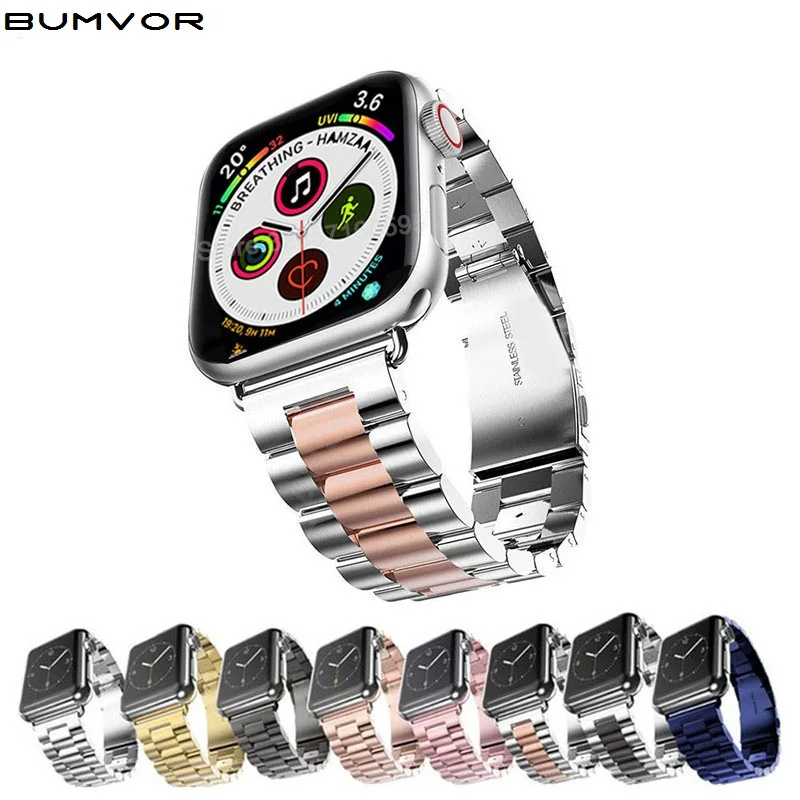 Ремешок для Apple Watch 44 мм 40 мм 38 мм 42 мм модный металлический спортивный браслет из нержавеющей стали ремешок для iWatch Series5 4 3 2 1 ремешок для часов