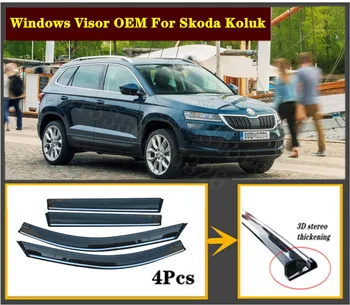 

4pcs Set 2006-2020 OEM For Skoda Koluk Stainless steel window Visor Shade Vent Wind Rain Deflector Guards Cover