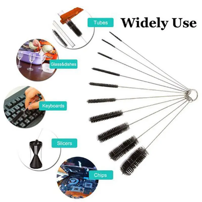 Mila-Amaz 10 Pcs Pipe Cleaning Brushes White Tube Brush Nylon Bottle Pipe Cleaner Set for Straws Glasses Bottle