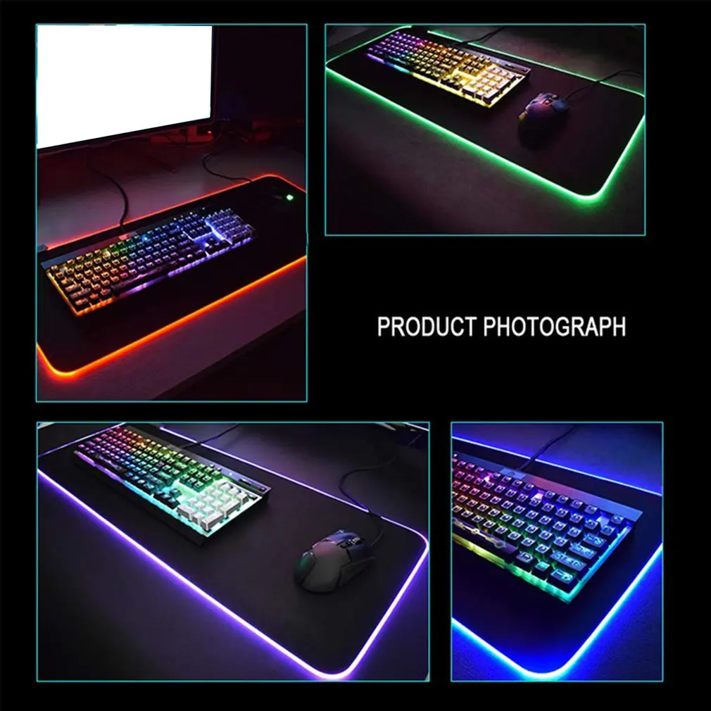 R6 Super-large light-emitting Mouse pad side-locked game mouse pad thickened seven-color LED lights With USB