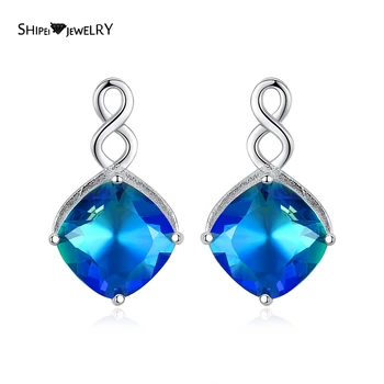 

Shipei Classic 925 Sterling Silver Sapphire Gemstone White Gold Drop Dangle Earrings For Women Wedding Engagement Fine Jewelry
